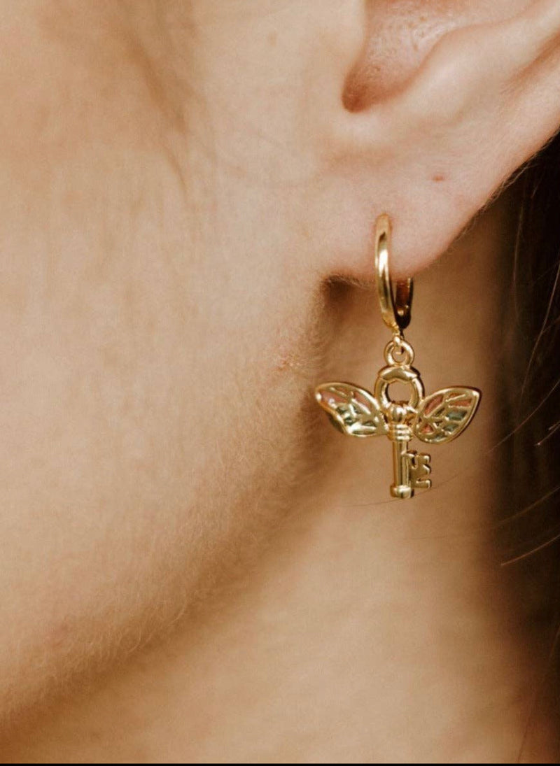 Fairy Tale Key Earring Gold Plated